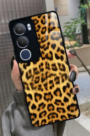 Vivo Y19s Uyumlu Sarı Leopar Tasarımlı Parlak Silikon Kılıf