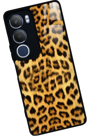Vivo Y19s Uyumlu Sarı Leopar Tasarımlı Parlak Silikon Kılıf
