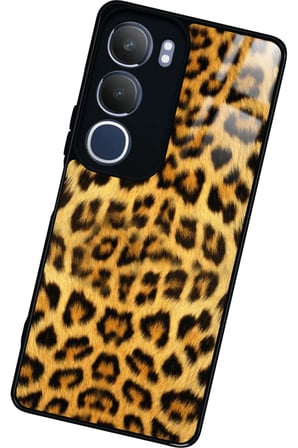 Vivo Y19s Uyumlu Sarı Leopar Tasarımlı Parlak Silikon Kılıf