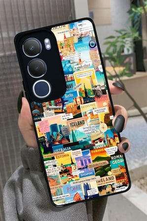Vivo Y19s Uyumlu Travel Tasarımlı Parlak Silikon Kılıf