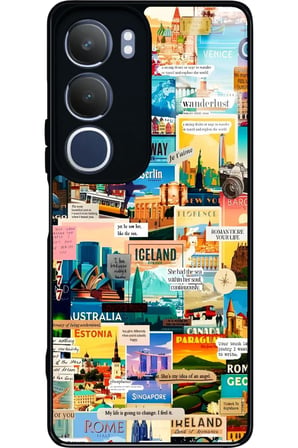 Vivo Y19s Uyumlu Travel Tasarımlı Parlak Silikon Kılıf