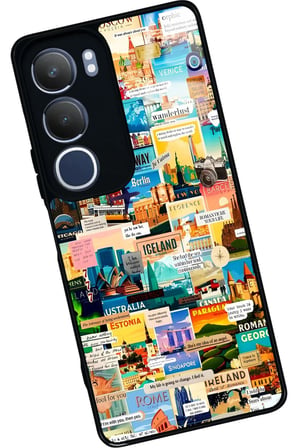 Vivo Y19s Uyumlu Travel Tasarımlı Parlak Silikon Kılıf