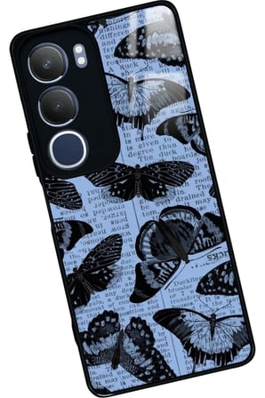 Vivo Y19s Uyumlu Siyah Kelebek Tasarımlı Parlak Silikon Kılıf