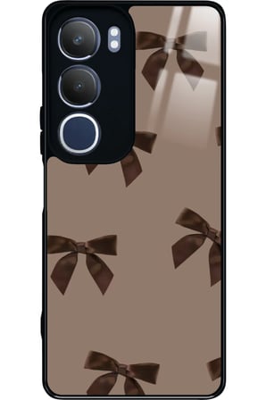 Vivo Y19s Uyumlu Kahverengi Kurdele Tasarımlı Parlak Silikon Kılıf