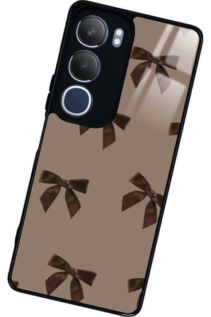 Vivo Y19s Uyumlu Kahverengi Kurdele Tasarımlı Parlak Silikon Kılıf