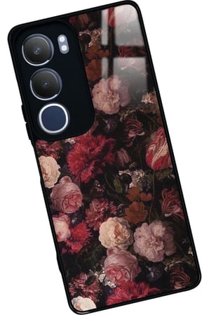 Vivo Y19s Uyumlu Pembe Çiçek Tasarımlı Parlak Silikon Kılıf