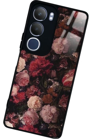 Vivo Y19s Uyumlu Pembe Çiçek Tasarımlı Parlak Silikon Kılıf