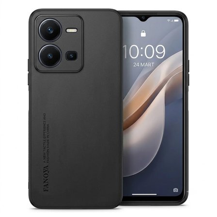 Vivo Y35 Uyumlu Kılıf Deri Görünümlü Şık Tasarım Hlt-Hide