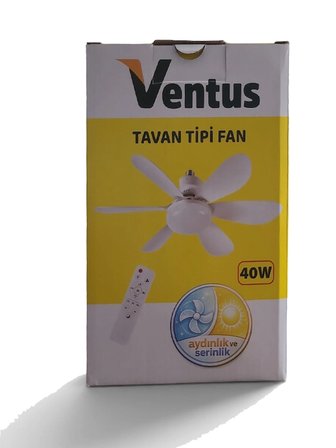 Sessiz Çalışma 6 Kanat ve Işıklı Uzaktan Kumandalı Tavan Tipi Vantilatör-Tavan Fanı 40W