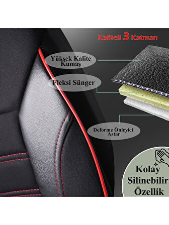Volkswagen Passat B6 Araçlara Uyumlu Tam Takım Simple Model Oto Koltuk Kılıfı Seti