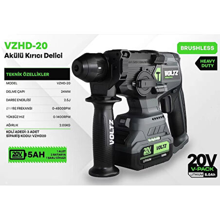 Voltz VZHD-20 20 V 5 AH Akülü Kırıcı-Delici