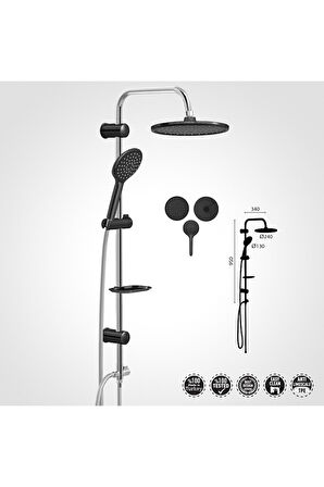 Deluxe Black Rain Duş Seti