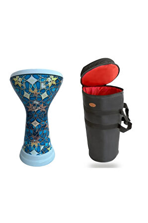 Profesyoneller için Döküm Mısır Darbuka Ağırlık ( 5 Kg Mozaik Desen Turkuaz ) Gigbag Çanta