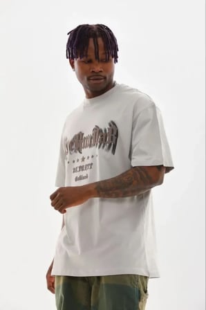 Erkek Baskılı T-Shirt Kısa Kol Bisiklet Yaka Regular Fit Rahat Kalıp Günlük Tişört - Gri