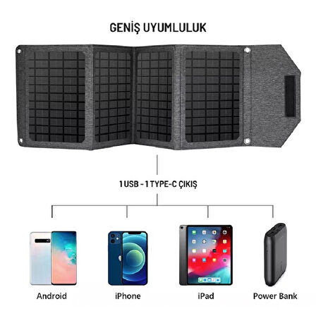 EcoCrystal 24W 4 Yapraklı Katlanabilir Güneş Paneli (Solar Panel)