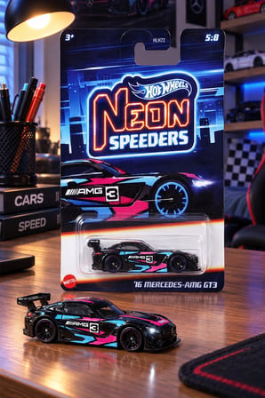 Hot Wheels '16 Mercedes-AMG GT3 Neon Speeders Oyuncak Araba