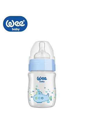 139 Klasik Geniş Ağızlı Isıya Dayanıklı Cam Biberon 0-6 Ay No:1 120 Ml Mavi