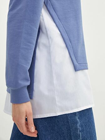 Bisiklet Yaka Düz Uzun Kollu Kadın Sweatshirt