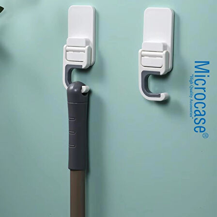 Microcase Yapışkanlı Kaymaz Süpürge Paspas Mop Havlu Eşya Tutucu - BEYAZ AL4799