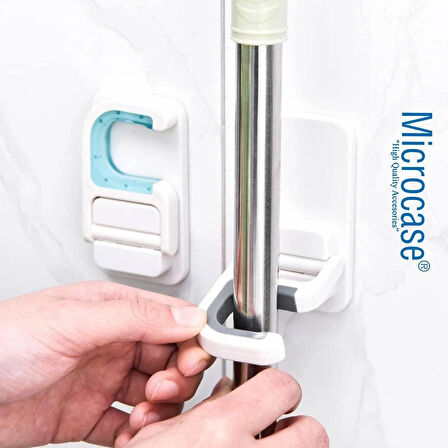 Microcase Yapışkanlı Kaymaz Süpürge Paspas Mop Havlu Eşya Tutucu - BEYAZ AL4799