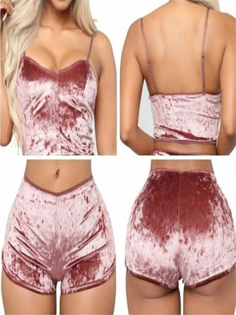 Kadife Pijama Takımı Şort 2'li Set Yumuşak Ev Giyim Loungewear W2001 Gri