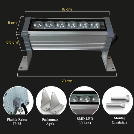 Ledly 6 W 20 Wallwasher ( Duvar Boyama)