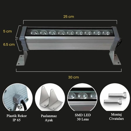 Ledly 9 W 30 cm Wallwasher ( Duvar Boyama)