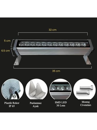 Ledly 12 W 40 cm Wallwasher ( Duvar Boyama)