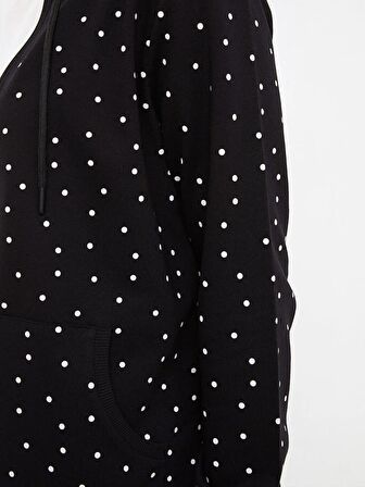 Kapüşonlu Puantiyeli Uzun Kollu Kadın Spor Hırka