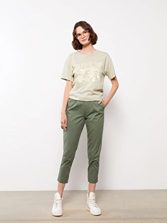 Standart Fit Düz Gabardin Kadın Pantolon