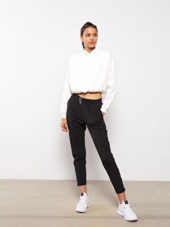 Kapüşonlu Düz Uzun Kollu Kadın Sweatshirt