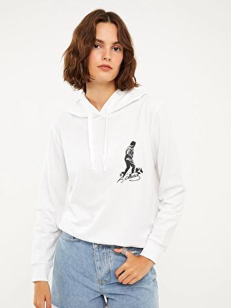 Atatürk Baskılı Uzun Kollu Kadın Hoodie