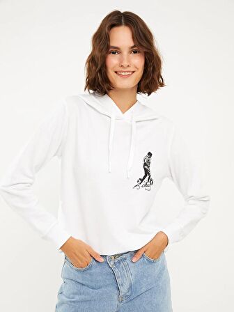 Atatürk Baskılı Uzun Kollu Kadın Hoodie