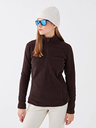 Dik Yaka Uzun Kollu Kadın Polar Sweatshirt