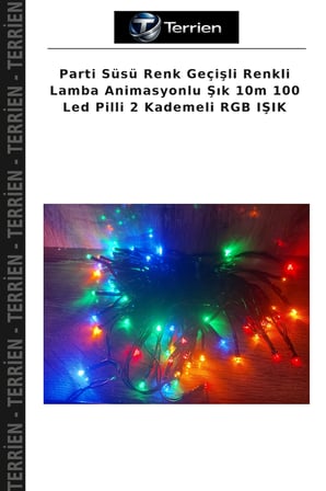 Parti Süsü Renk Geçişli Renkli Lamba Animasyonlu Şık 10m 100 Led Pilli 2 Kademeli RGB IŞIK