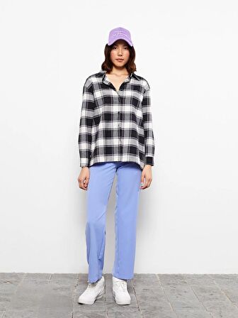 Ekose Uzun Kollu Oversize Kadın Oduncu Gömlek