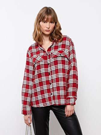 Ekose Uzun Kollu Kadın Gömlek