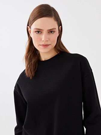 Bisiklet Yaka Düz Oversize Kadın Sweatshirt Tunik