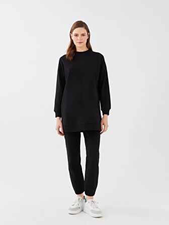 Bisiklet Yaka Düz Oversize Kadın Sweatshirt Tunik