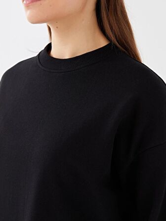 Bisiklet Yaka Düz Oversize Kadın Sweatshirt Tunik