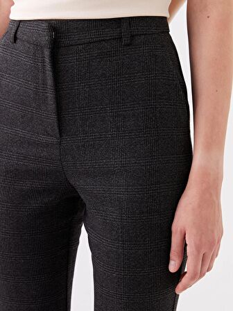 Dar Fit Ekose Kadın Pantolon