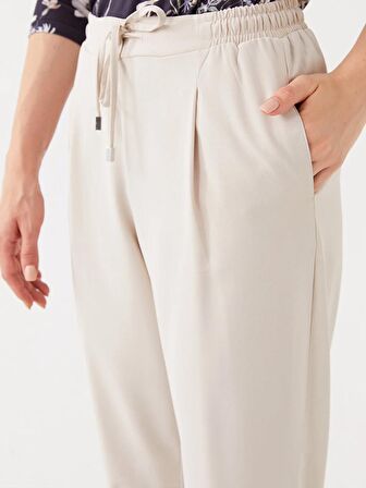 Beli Lastikli Havuç Kesim Kadın Pantolon