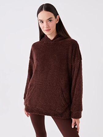 Düz Uzun Kollu Oversize Kadın Hoodie