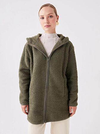 Kapüşonlu Oversize Kadın Fermuarlı Sweatshirt