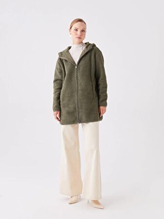 Kapüşonlu Oversize Kadın Fermuarlı Sweatshirt