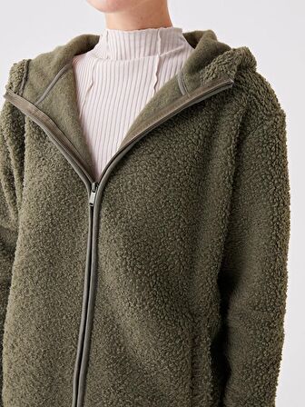 Kapüşonlu Oversize Kadın Fermuarlı Sweatshirt