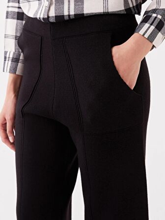 Kadın Beli Lastikli Düz Triko Pantolon