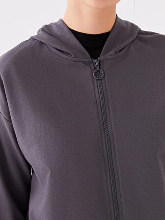 Kapüşonlu Oversize Kadın Fermuarlı Sweatshirt