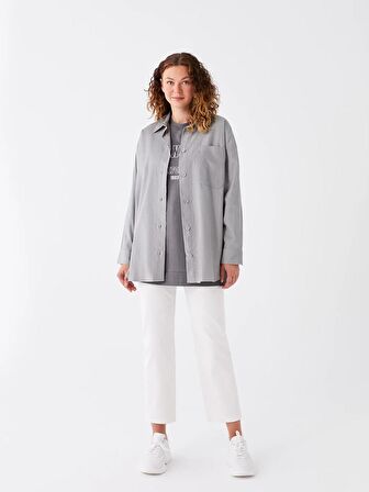 Düz Uzun Kollu Kadın Gömlek Tunik