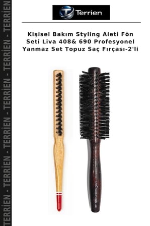 Kişisel Bakım Styling Aleti Fön Seti Liva 408& 690 Profesyonel Yanmaz Set Topuz Saç Fırçası-2'li